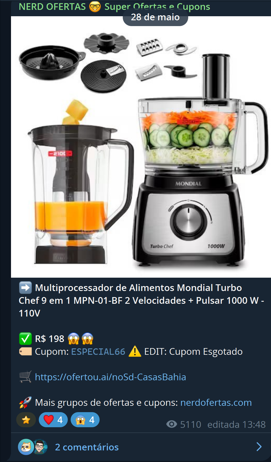 Multiprocessador Mondial Turbo Chef 9 em 1 por R$ 198