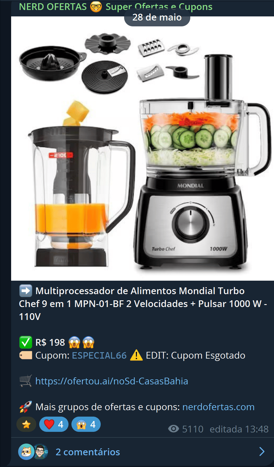 Multiprocessador Mondial Turbo Chef 9 em 1 por R$ 198