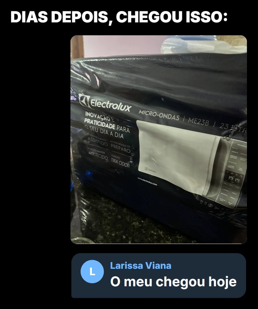 Micro-ondas Electrolux que chegou na Black Box de R$ 49